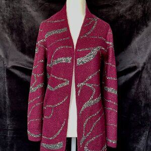 Alfani Size Small Berry Open Glitter Cardigan